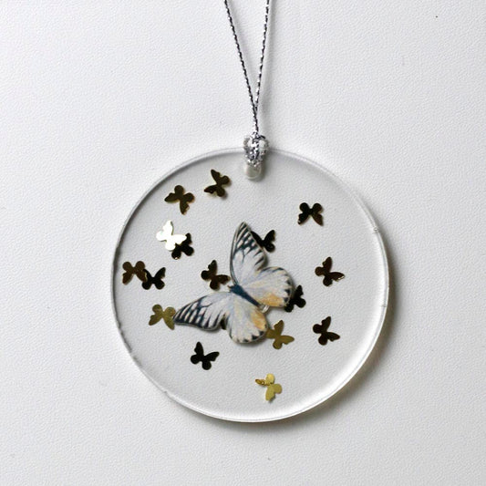 Glittering Bold Butterfly Small Resin Disk Ornament - UncommonObjects-Handmade